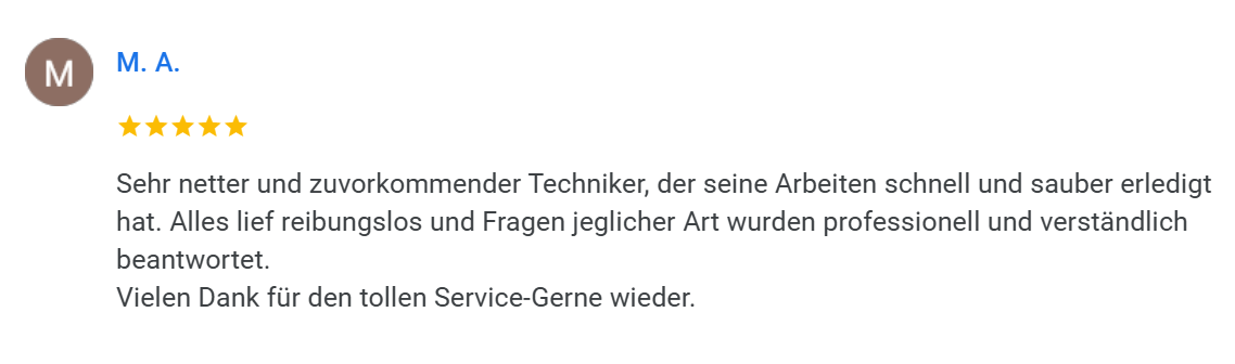 Kundenbewertung (Screenshot)